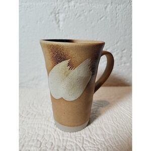 Stoneware Mug w/Salt Glazed Angel Wings Tan with Dark Burnished Highlights  5"